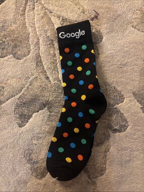google Black Crew Socks with Multicolor Polka Dots